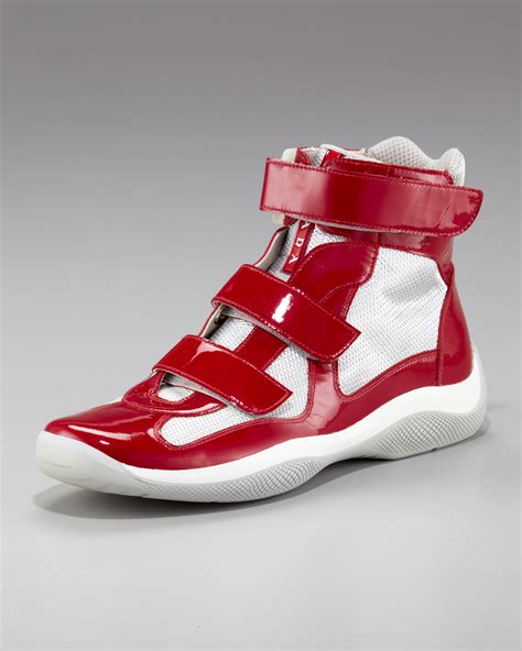 prada men's sport sneakers with grip-strap|Prada high top sneakers men.